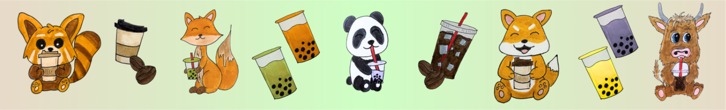 Animals, Coffee & Boba | Washi Tape