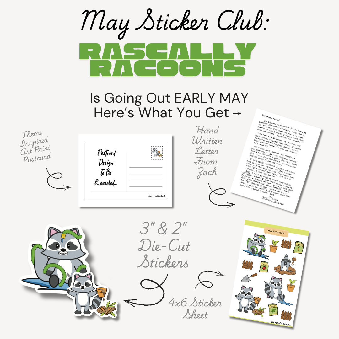 May Sticker Club | Rascally Raccoons
