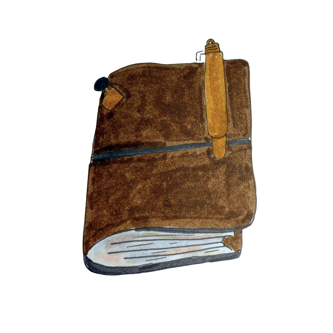 Leather Bound Journal & Brass Pen | Single Vinyl Sticker