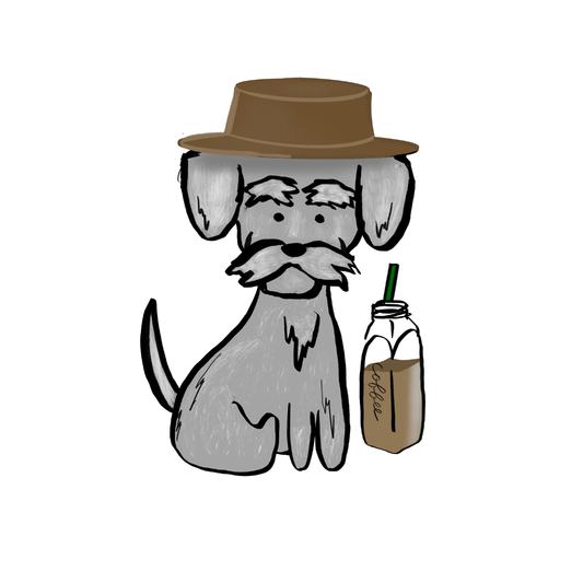 Hipster Dog with Iced Coffee | Single Vinyl Sticker