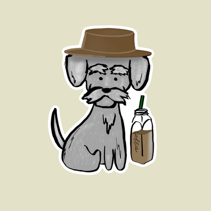 Hipster Dog with Iced Coffee | Single Vinyl Sticker