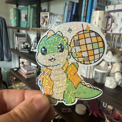 Disco Dino Holographic | Single Vinyl Sticker
