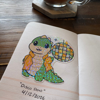 Disco Dino Holographic | Single Vinyl Sticker