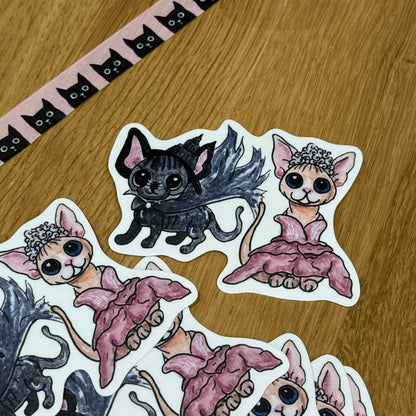 Sphynx Cat Elphaba & Glenda Duo | Single Vinyl Sticker