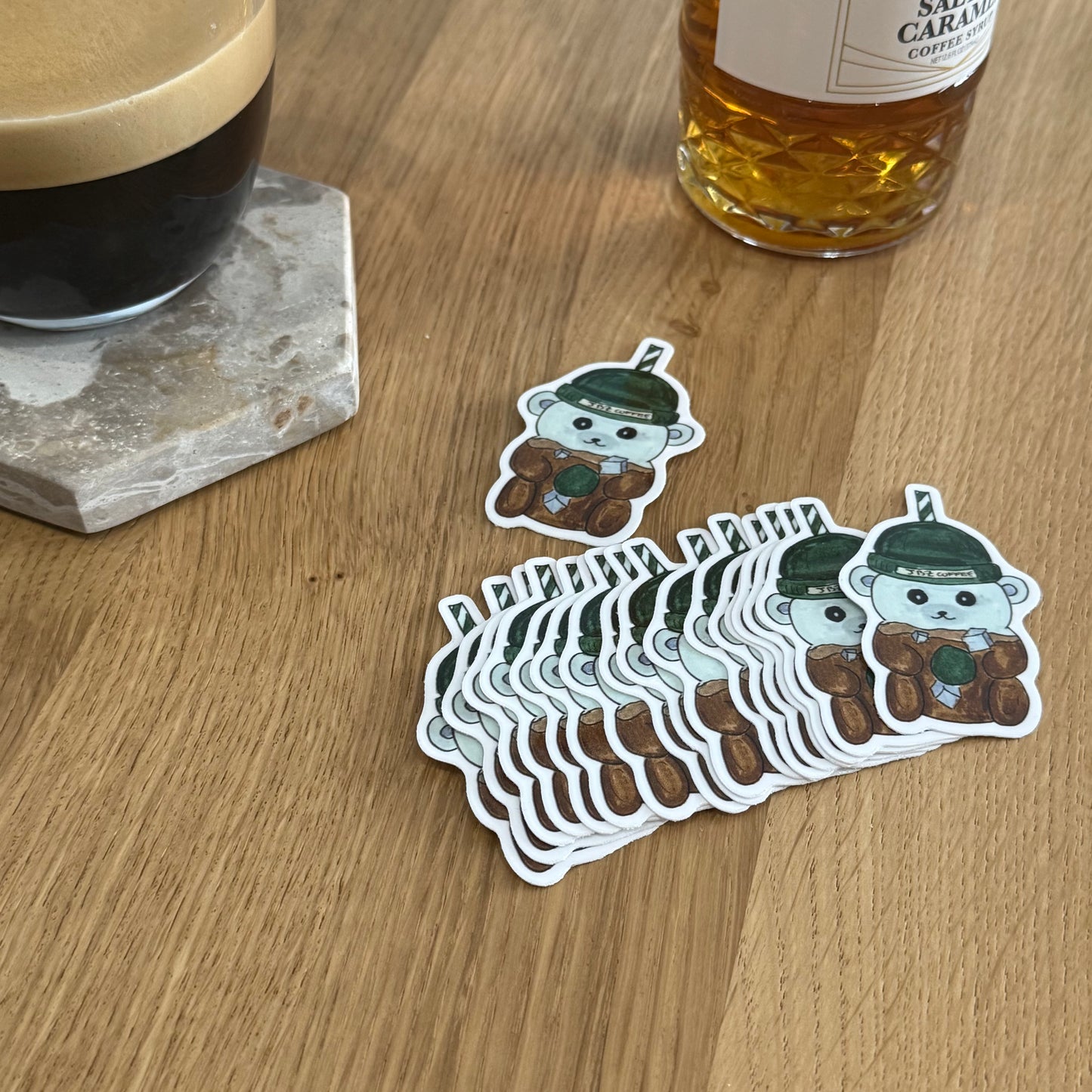 The Bear-ista Glass Tumbler | Single Vinyl Sticker