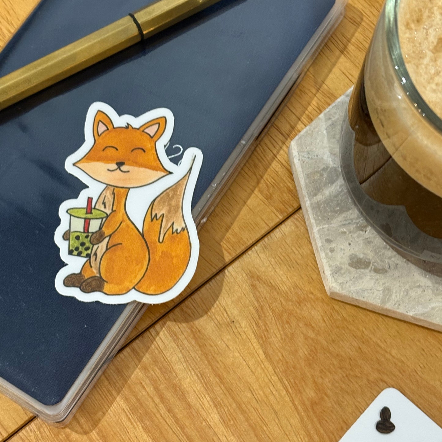 Fox with Boba | Single Vinyl Sticker