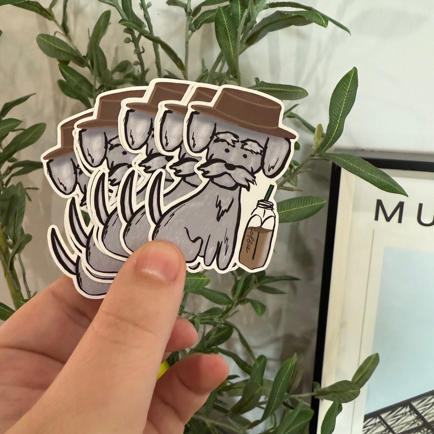Hipster Dog with Iced Coffee | Single Vinyl Sticker