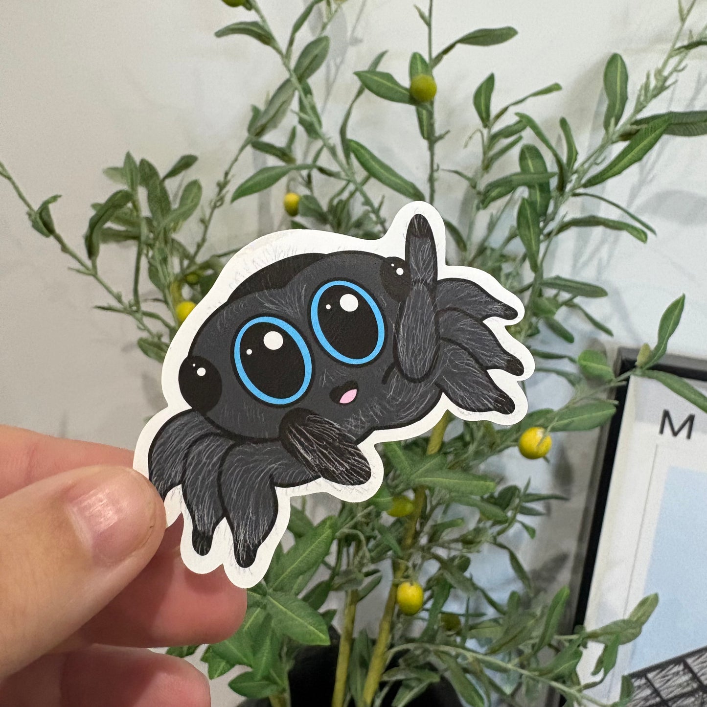 Jumping Spider Says Hi | Single Vinyl Sticker