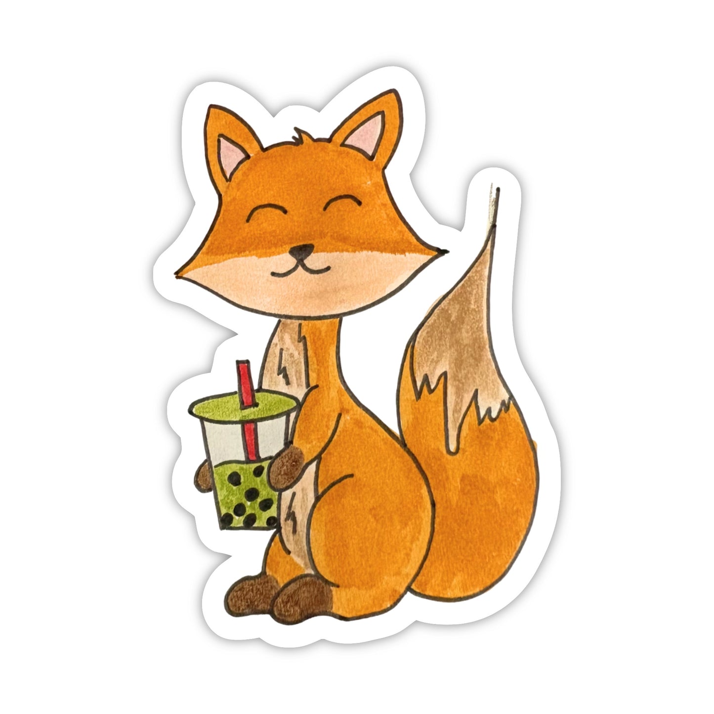 Fox with Boba | Single Vinyl Sticker