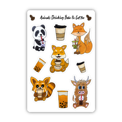 Animals Drinking Boba & Coffee Sheet