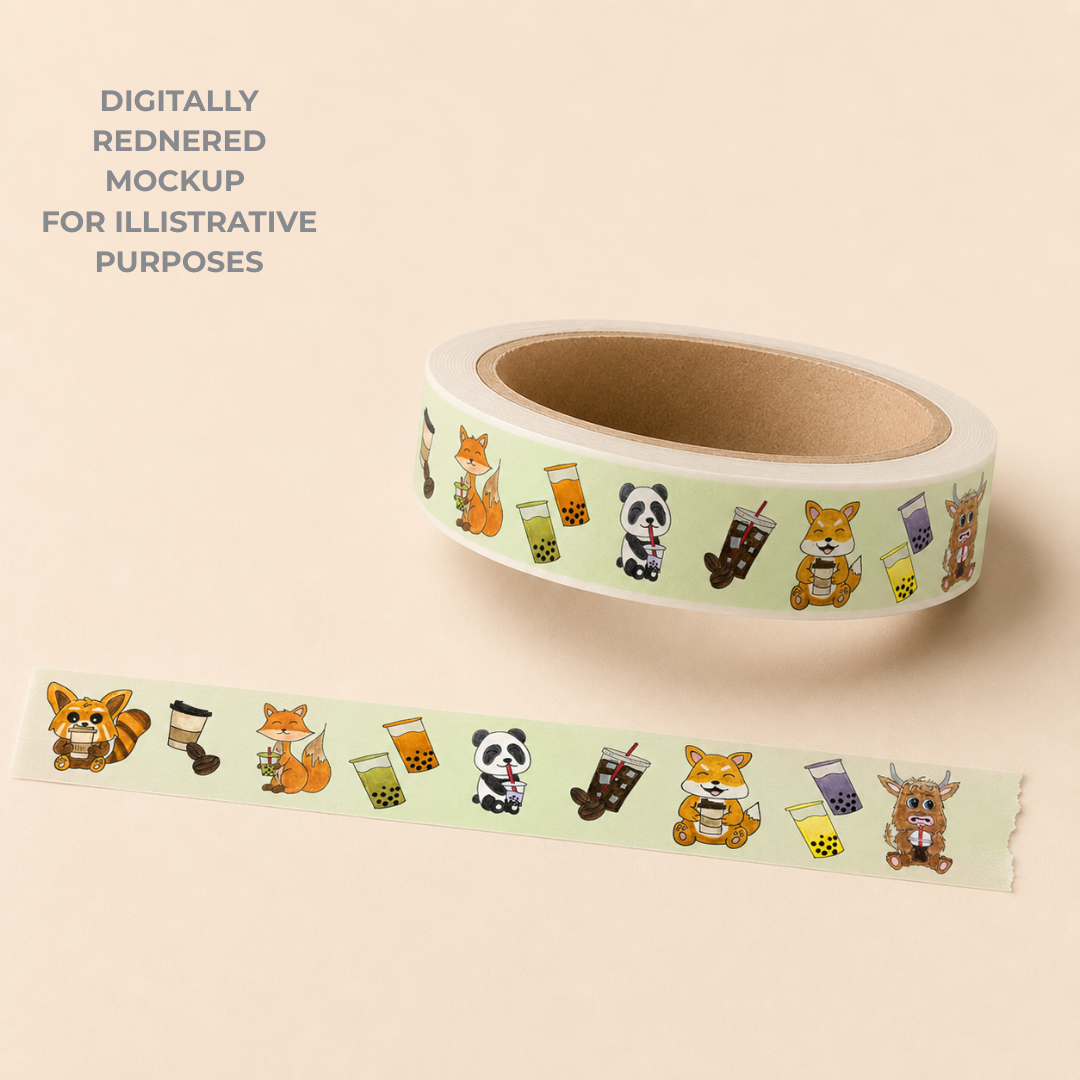 (PRE-ORDER) Animals, Coffee & Boba | Washi Tape